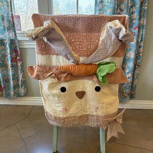 6 Distressed Looking Easter Rabbit Chair-Back Covers Country Shabby Chic